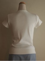 綿 Uネック半袖Tシャツ（オフ白）背面画像